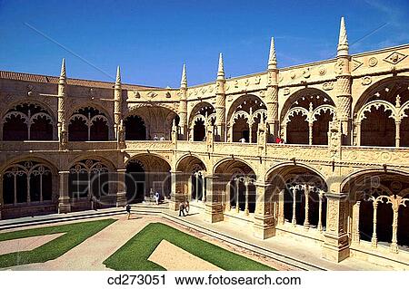 Stock Image - Cloister of Monastery of the Hieronymites, Lisbon. Portugal. Fotosearch