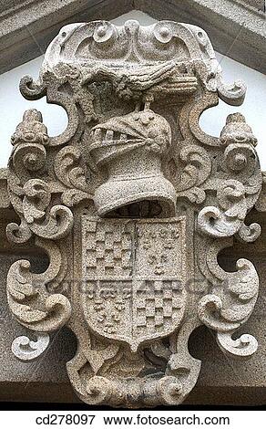 Stock Photo - Coat of Arms in Rua Gravador Molarinho, Guimar? es. Minho, Portugal. Fotosearch