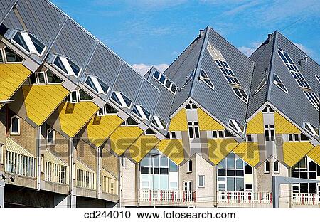 Stock Image - Cubic Houses (Kubuswonig, Kijk-Kubus) by Piet Blom. Rotterdam. Netherlands. Fotosearch