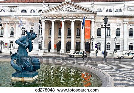 D. Maria II National Theatre at Rossio Square, Lisbon. Portugal View Large Photo Image Stock Photo - D. Maria II National Theatre at Rossio Square, Lisbon. Portugal. Fotosearch