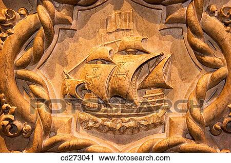Galleon carving on Vasco da Gama's tomb in the Monastery of the Hieronymites, Lisbon. Portugal View Large Photo Image Stock Image - Galleon carving on Vasco da Gama's tomb in the Monastery of the Hieronymites, Lisbon. Portugal. Fotosearch