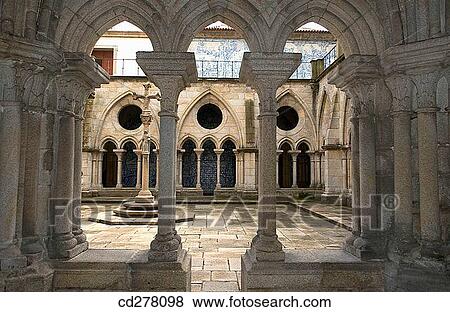 Gothic cloister of S? cathedral, Porto. Portugal View Large Photo Image Stock Photo - Gothic cloister of S? cathedral, Porto. Portugal. Fotosearch
