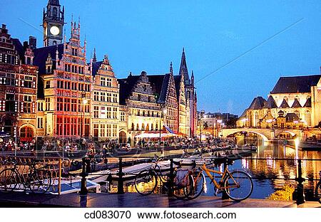 Graslei. Ghent. Flanders, Belgium View Large Photo Image Stock Image - Graslei. Ghent. Flanders, Belgium. Fotosearch