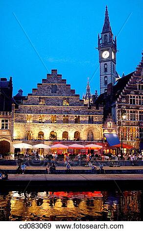 Graslei. Ghent. Flanders, Belgium View Large Photo Image Stock Photo - Graslei. Ghent. Flanders, Belgium. Fotosearch