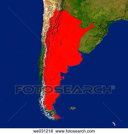 Highlighted satellite image of Argentina View Large Photo Image Stock Photo - Highlighted satellite image of Argentina. Fotosearch