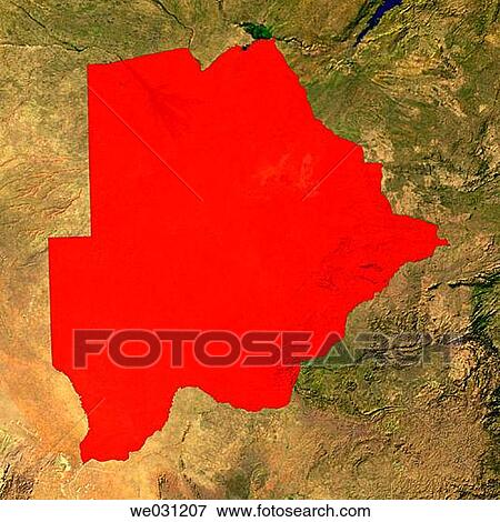 Stock Photo - Highlighted satellite image of Botswana. Fotosearch