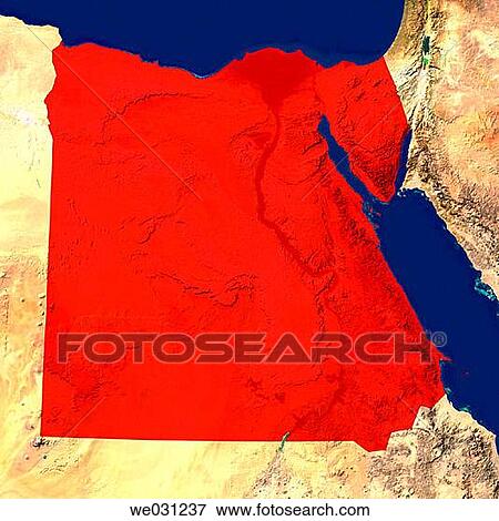 Stock Photo - Highlighted satellite image of Egypt. Fotosearch