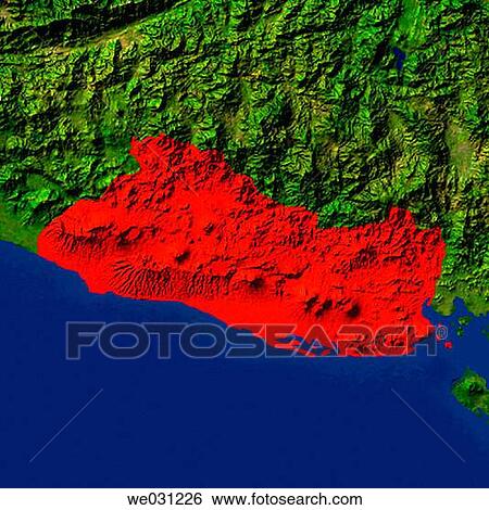 Highlighted satellite image of El Salvador View Large Photo Image Stock Photograph - Highlighted satellite image of El Salvador. Fotosearch