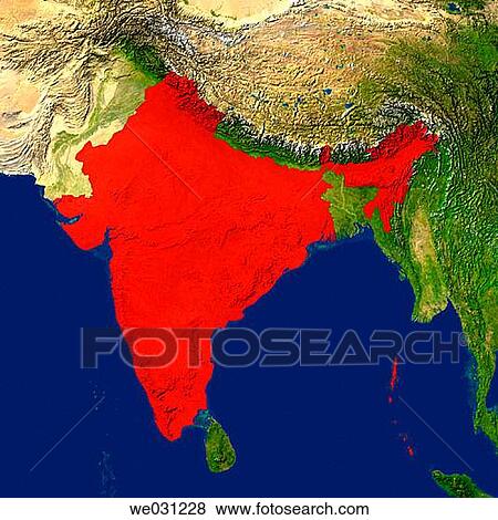 Highlighted satellite image of India View Large Photo Image Stock Photo - Highlighted satellite image of India. Fotosearch