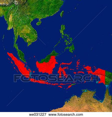 Highlighted satellite image of Indonesia View Large Photo Image Stock Photo - Highlighted satellite image of Indonesia. Fotosearch
