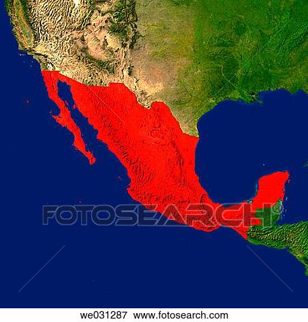 Highlighted satellite image of Mexico View Large Photo Image Stock Photo - Highlighted satellite image of Mexico. Fotosearch