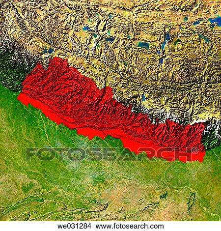 Highlighted satellite image of Nepal View Large Photo Image Picture - Highlighted satellite image of Nepal. Fotosearch