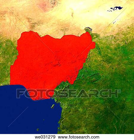 Highlighted satellite image of Nigeria View Large Photo Image Stock Photo - Highlighted satellite image of Nigeria. Fotosearch