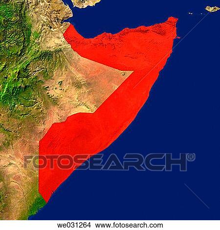 Highlighted satellite image of Somalia View Large Photo Image Picture - Highlighted satellite image of Somalia. Fotosearch