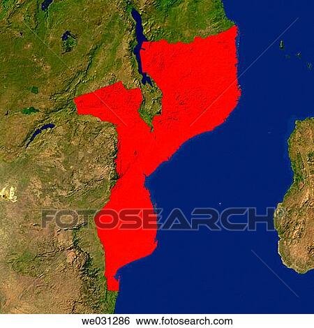Highlighted satellite image of Mozambique View Large Photo Image Stock Photograph - Highlighted satellite image of Mozambique. Fotosearch