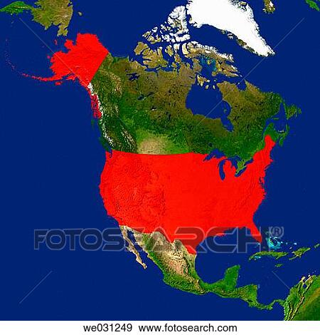 Highlighted satellite image of the USA View Large Photo Image Stock Photo - Highlighted satellite image of the USA. Fotosearch