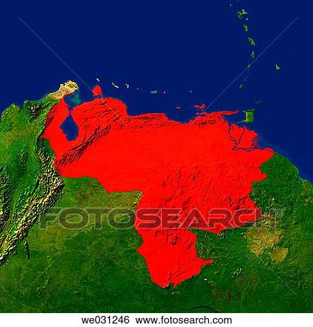 Highlighted satellite image of Venezuela View Large Photo Image Stock Photograph - Highlighted satellite image of Venezuela. Fotosearch