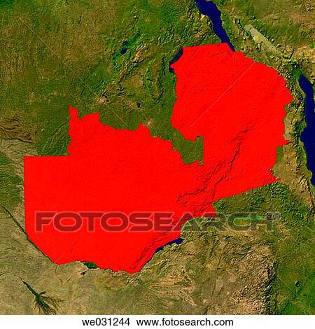 Highlighted satellite image of Zambia View Large Photo Image Picture - Highlighted satellite image of Zambia. Fotosearch