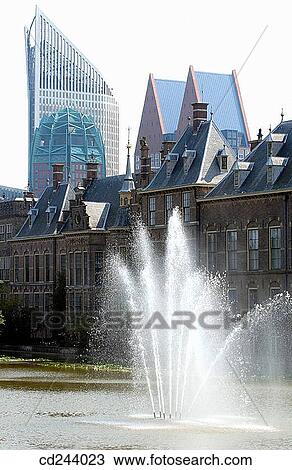 Stock Image - Hofvijver and Binnenhof. The Hague. Netherlands. Fotosearch