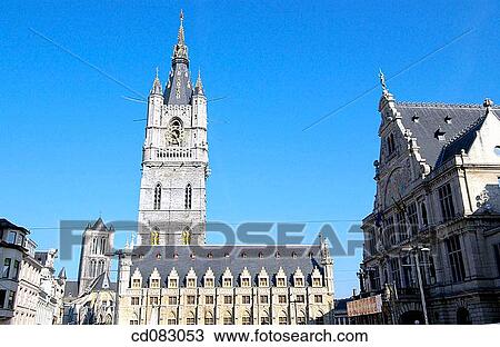 Lakenhalle, Sint Baafsplein. Ghent. Flanders, Belgium View Large Photo Image Stock Image - Lakenhalle, Sint Baafsplein. Ghent. Flanders, Belgium. Fotosearch