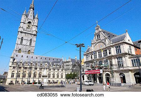 Lakenhalle, Sint Baafsplein. Ghent. Flanders, Belgium View Large Photo Image Stock Photography - Lakenhalle, Sint Baafsplein. Ghent. Flanders, Belgium. Fotosearch