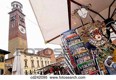 Lamberti tower, Piazza delle Erbe. Verona. Veneto, Italy View Large Photo Image Stock Photography - Lamberti tower, Piazza delle Erbe. Verona. Veneto, Italy. Fotosearch