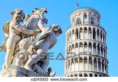 Stock Image - Leaning tower, Piazza dei Miracoli. Pisa. Tuscany, Italy. Fotosearch