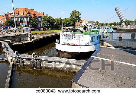 Lock in Kruispoort. Brugge. Flanders, Belgium View Large Photo Image Stock Image - Lock in Kruispoort. Brugge. Flanders, Belgium. Fotosearch