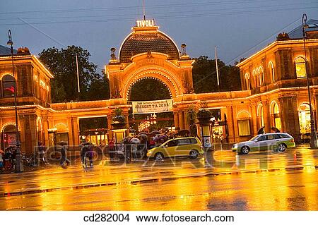 Picture - Main entrance to Tivoli pleasure park, Copenhagen, Denmark. Fotosearch