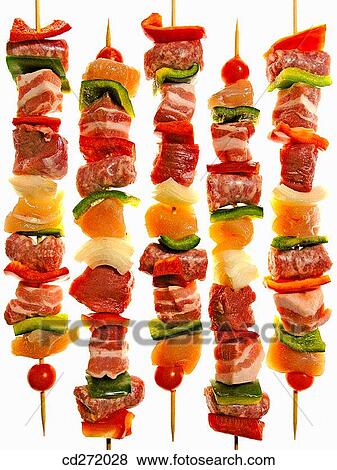 Meat and vegetable kebabs View Large Photo Image Stock Photo - Meat and vegetable kebabs. Fotosearch