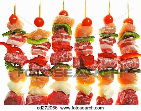 Meat and vegetable kebabs View Large Photo Image Stock Photograph - Meat and vegetable kebabs. Fotosearch