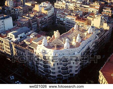 Mil? House, La Pedrera (Gaud?, 1906-1912). Barcelona. Spain View Large Photo Image Stock Photograph - Mil? House, La Pedrera (Gaud?, 1906-1912). Barcelona. Spain. Fotosearch