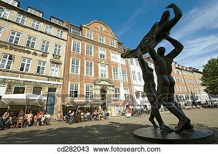 Modern sculpture group on Gammel Strand. Cafes background, Copenhagen, Denmark View Large Photo Image Stock Image - Modern sculpture group on Gammel Strand. Cafes background, Copenhagen, Denmark. Fotosearch