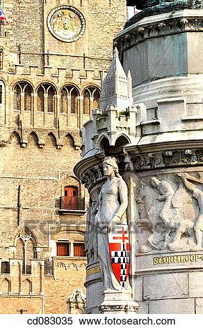 Monument to Jan Breydel and Pieter de Coninck in the Markt (Market Square), detail. Brugge. Flanders, Belgium View Large Photo Image Stock Photography - Monument to Jan Breydel and Pieter de Coninck in the Markt (Market Square), detail. Brugge. Flanders, Belgium. Fotosearch