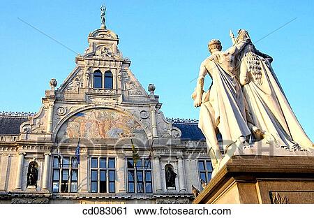 Monument to Jan Frans Willems and Nederlandse Schouwburg theatre. Ghent. Flanders, Belgium View Large Photo Image Stock Image - Monument to Jan Frans Willems and Nederlandse Schouwburg theatre. Ghent. Flanders, Belgium. Fotosearch