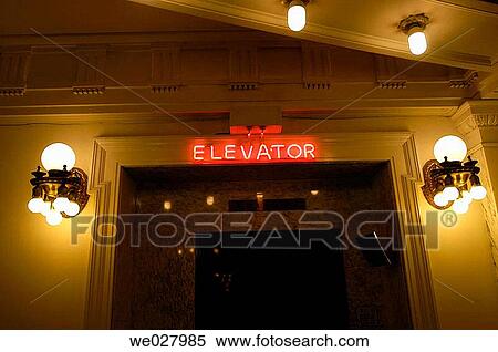 Neon elevator sign. Boise, Idaho. USA View Large Photo Image Stock Photography - Neon elevator sign. Boise, Idaho. USA. Fotosearch