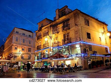 Nightlife in Rua das Portas de Santo Ant? o, Lisbon. Portugal View Large Photo Image Stock Photo - Nightlife in Rua das Portas de Santo Ant? o, Lisbon. Portugal. Fotosearch