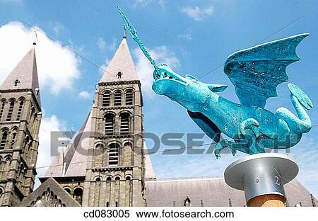 Notre Dame cathedral in the Grand-Place. Tournai. Hainaut, Belgium View Large Photo Image Stock Photography - Notre Dame cathedral in the Grand-Place. Tournai. Hainaut, Belgium. Fotosearch