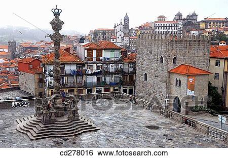 Pillory in the S? Cathedral Square, Porto. Portugal View Large Photo Image Stock Photograph - Pillory in the S? Cathedral Square, Porto. Portugal. Fotosearch