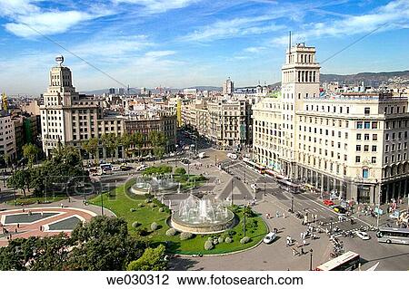 Stock Image - Pla? a de Catalunya. Barcelona. Catalonia. Spain. Fotosearch