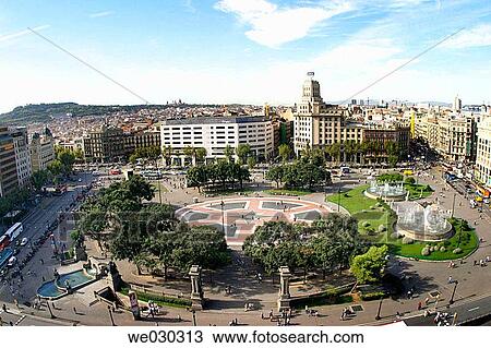 Pla? a de Catalunya. Barcelona. Catalonia. Spain View Large Photo Image Stock Image - Pla? a de Catalunya. Barcelona. Catalonia. Spain. Fotosearch