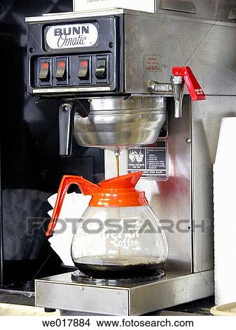 Restaurant coffee pot brewing fresh coffee View Large Photo Image Picture - Restaurant coffee pot brewing fresh coffee. Fotosearch
