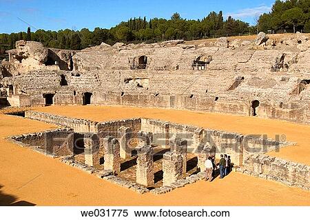 Roman amphitheatre at Italica. Sevilla province, Andalusia, Spain View Large Photo Image Stock Photography - Roman amphitheatre at Italica. Sevilla province, Andalusia, Spain. Fotosearch