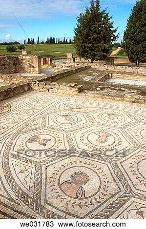 Roman mosaic of? Casa del Planetario? at Italica. Sevilla province, Andalusia, Spain View Large Photo Image Stock Image - Roman mosaic of? Casa del Planetario? at Italica. Sevilla province, Andalusia, Spain. Fotosearch