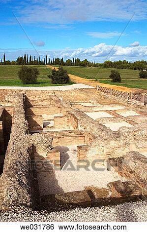 Roman ruins at Italica. Sevilla province, Andalusia, Spain View Large Photo Image Stock Photograph - Roman ruins at Italica. Sevilla province, Andalusia, Spain. Fotosearch