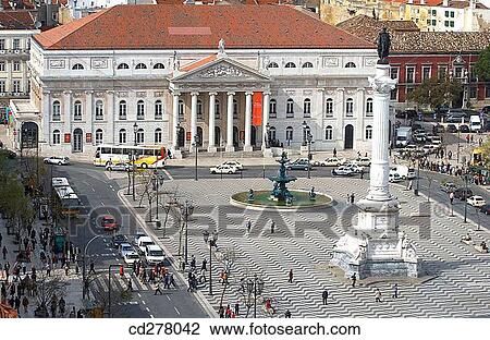Rossio Square, Lisbon. Portugal View Large Photo Image Stock Image - Rossio Square, Lisbon. Portugal. Fotosearch