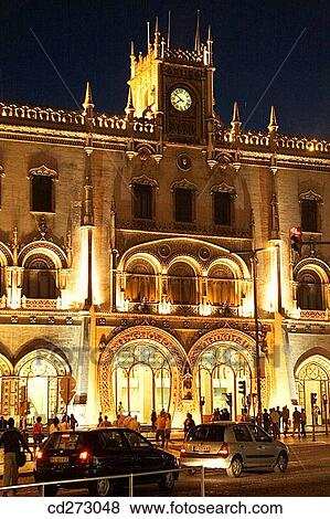 Rossio station at night, Lisbon. Portugal View Large Photo Image Stock Photo - Rossio station at night, Lisbon. Portugal. Fotosearch