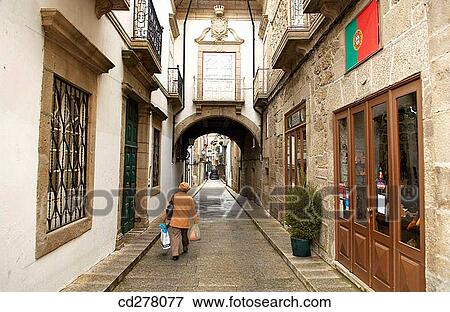 Rua de Santa Maria, Guimar? es. Minho, Portugal View Large Photo Image Stock Photo - Rua de Santa Maria, Guimar? es. Minho, Portugal. Fotosearch