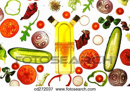 Salad vegetables and olive oil View Large Photo Image Stock Photo - Salad vegetables and olive oil. Fotosearch