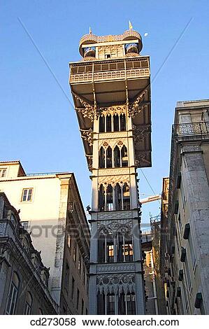 Santa Justa elevator, Lisbon. Portugal View Large Photo Image Stock Photo - Santa Justa elevator, Lisbon. Portugal. Fotosearch